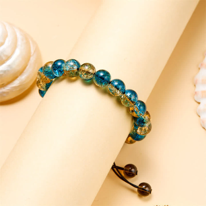 Bracelet en perles de verre scintillantes bleu noir Olivenorma