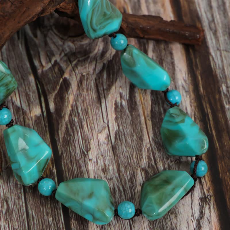 Collier de perles turquoise de Bohême Olivenorma 