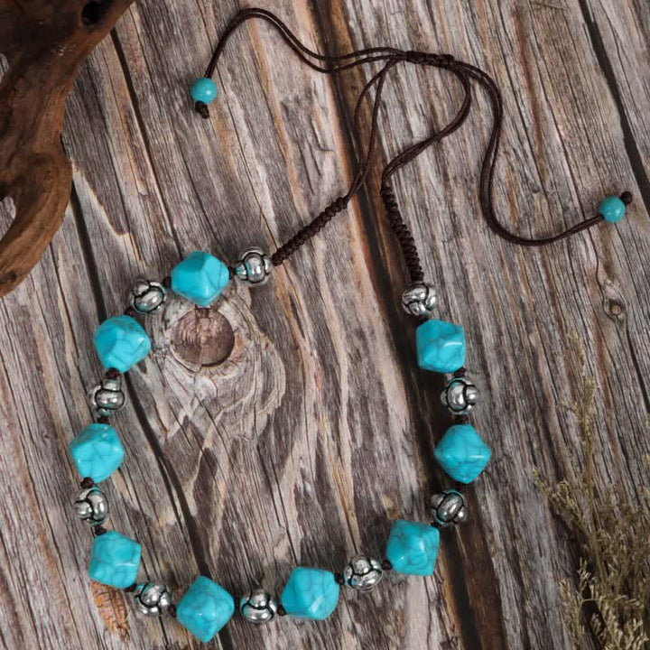 Collier de perles turquoise de Bohême Olivenorma 