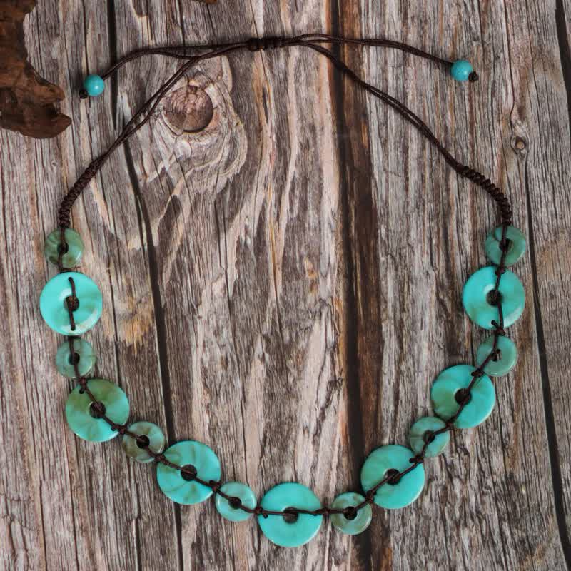 Collier de perles turquoise de Bohême Olivenorma 