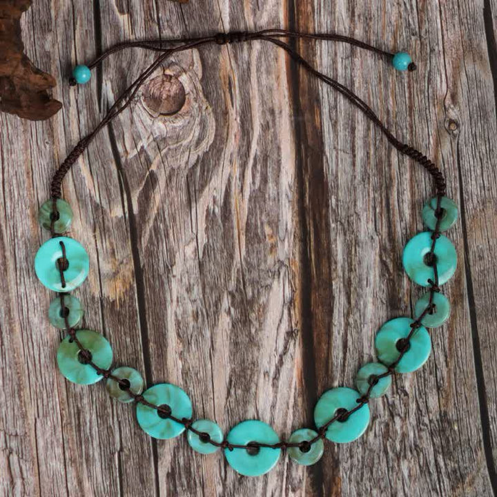 Collier de perles turquoise de Bohême Olivenorma 