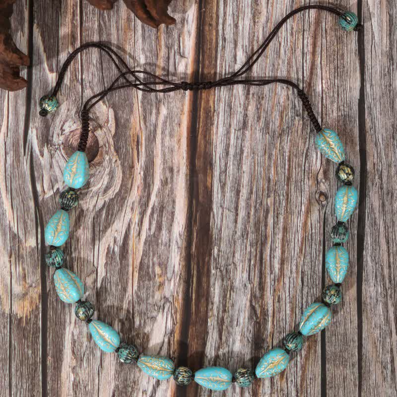 Collier de perles turquoise de Bohême Olivenorma 