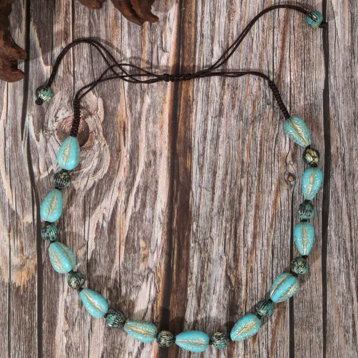 Collier de perles turquoise de Bohême Olivenorma 