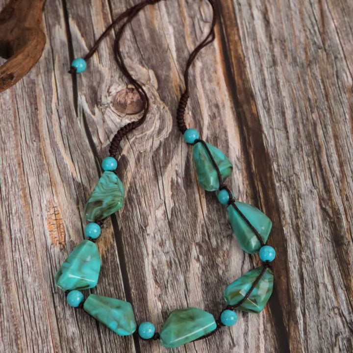 Collier de perles turquoise de Bohême Olivenorma 