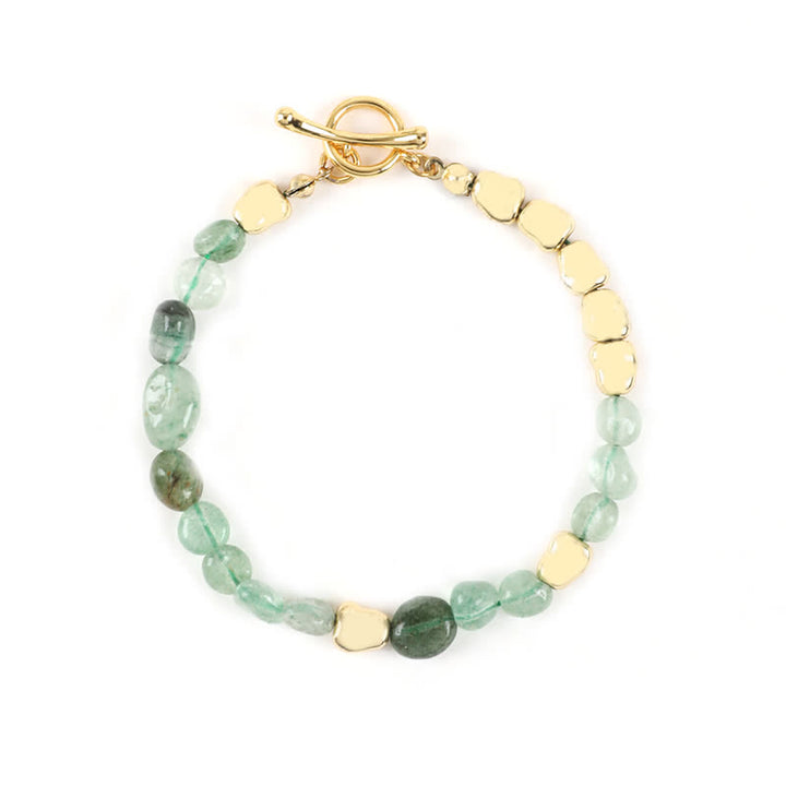 Bracelet en perles de pierre en métal et pierre naturelle irrégulière Olivenorma 