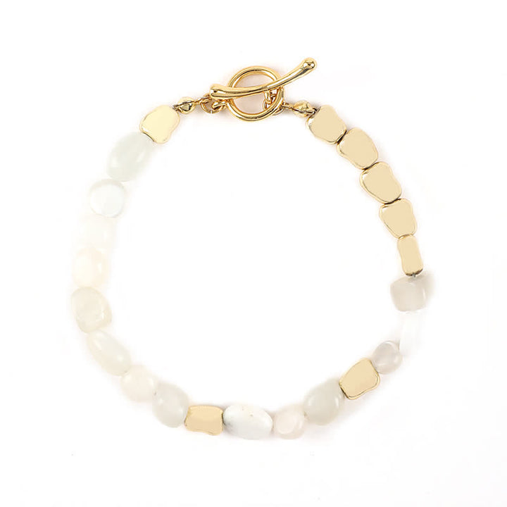 Bracelet en perles de pierre en métal et pierre naturelle irrégulière Olivenorma 