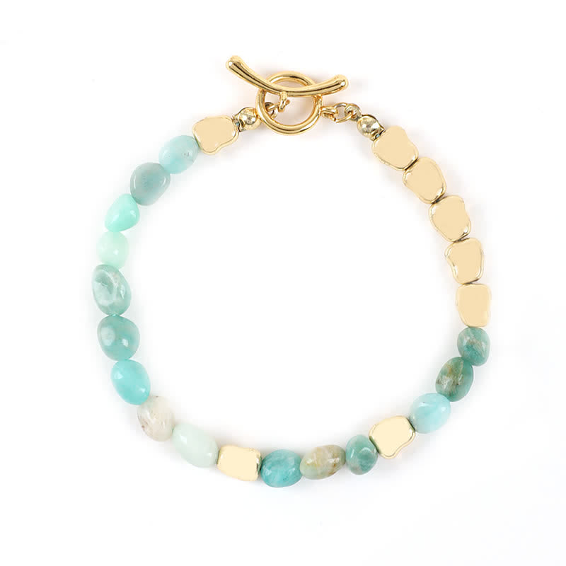 Bracelet en perles de pierre en métal et pierre naturelle irrégulière Olivenorma 