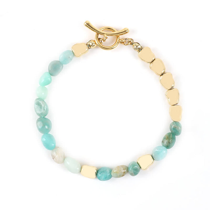 Bracelet en perles de pierre en métal et pierre naturelle irrégulière Olivenorma 