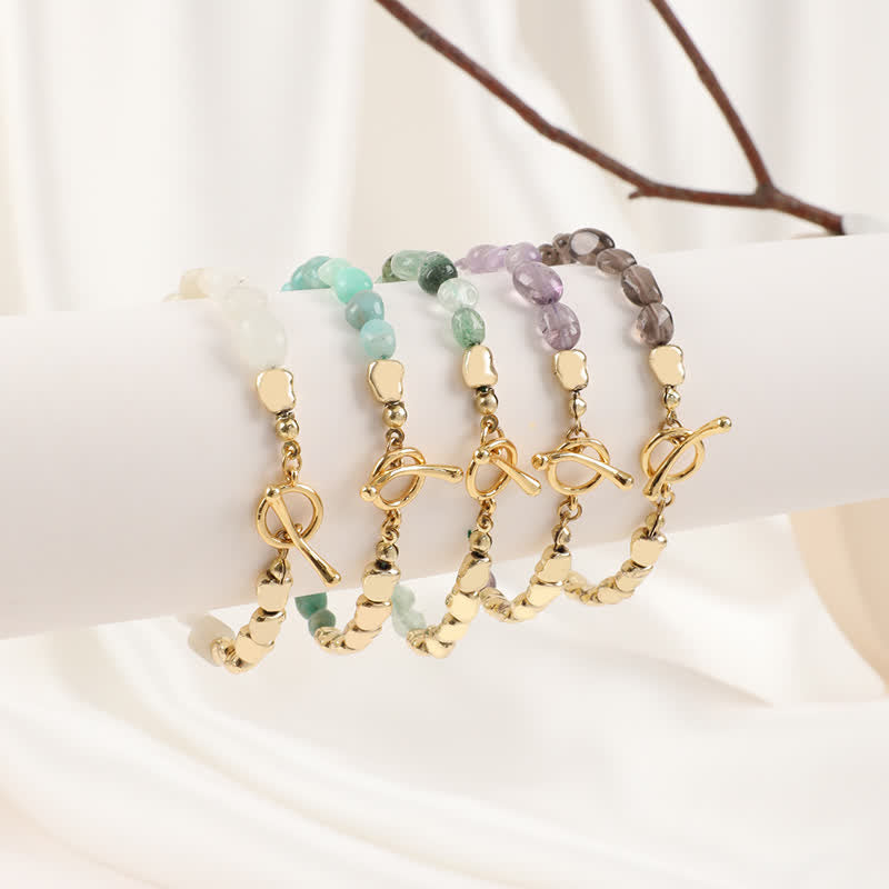 Bracelet en perles de pierre en métal et pierre naturelle irrégulière Olivenorma 