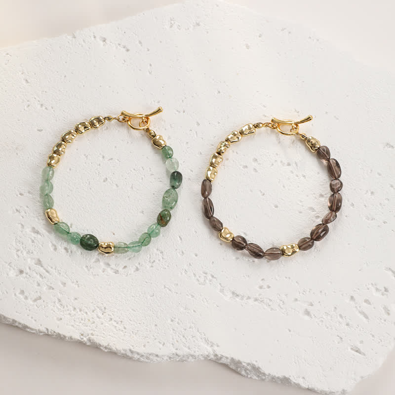 Bracelet en perles de pierre en métal et pierre naturelle irrégulière Olivenorma 