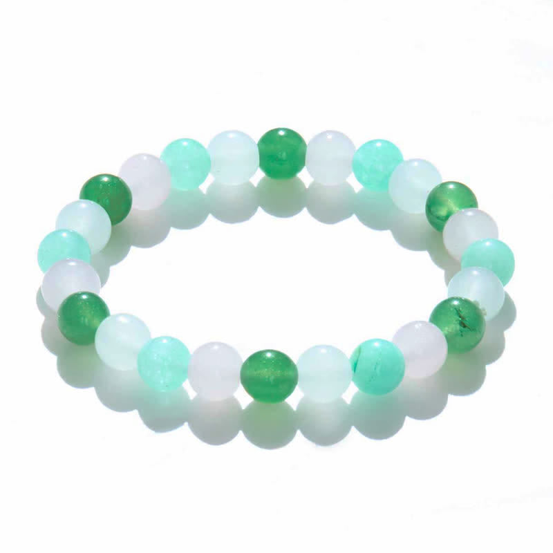 Bracelet de perles en cristal transparent et fluorite verte et quartz rose Olivenorma 