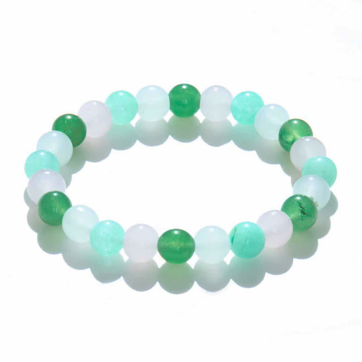 Bracelet de perles en cristal transparent et fluorite verte et quartz rose Olivenorma 