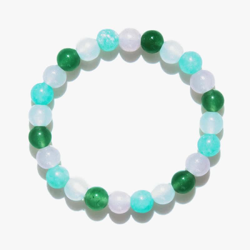 Bracelet de perles en cristal transparent et fluorite verte et quartz rose Olivenorma 