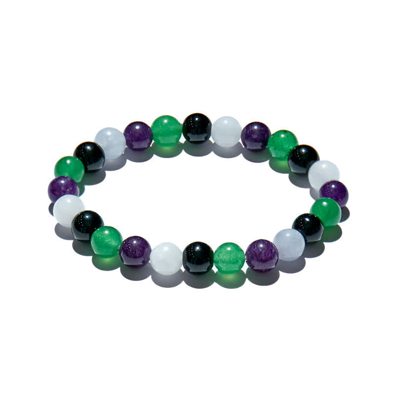 Bracelet Olivenorma en perles d'améthyste multicolores en pierre naturelle de 8 mm 