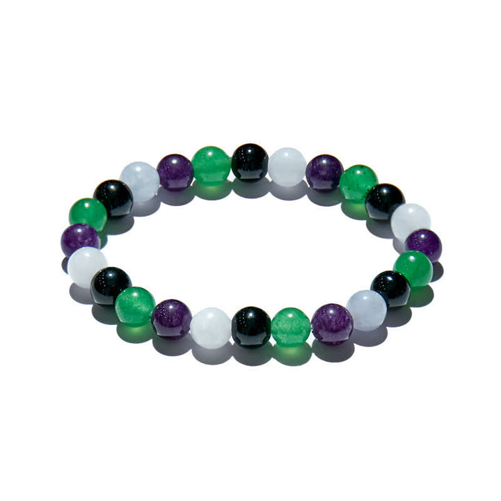 Bracelet Olivenorma en perles d'améthyste multicolores en pierre naturelle de 8 mm 