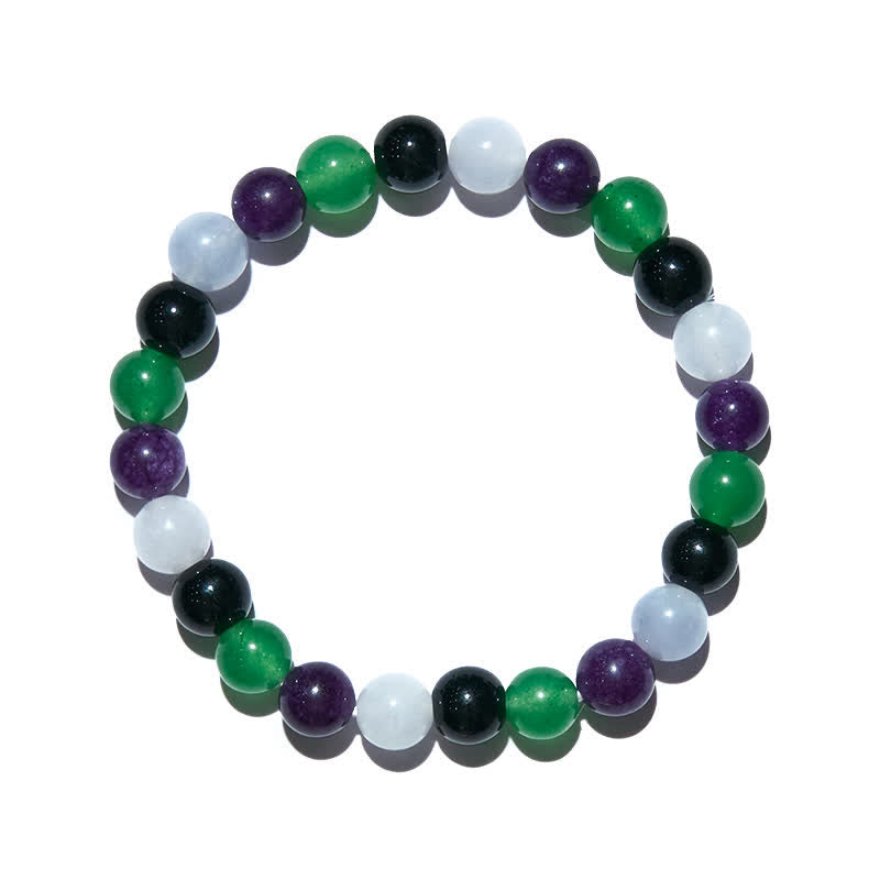 Bracelet Olivenorma en perles d'améthyste multicolores en pierre naturelle de 8 mm 