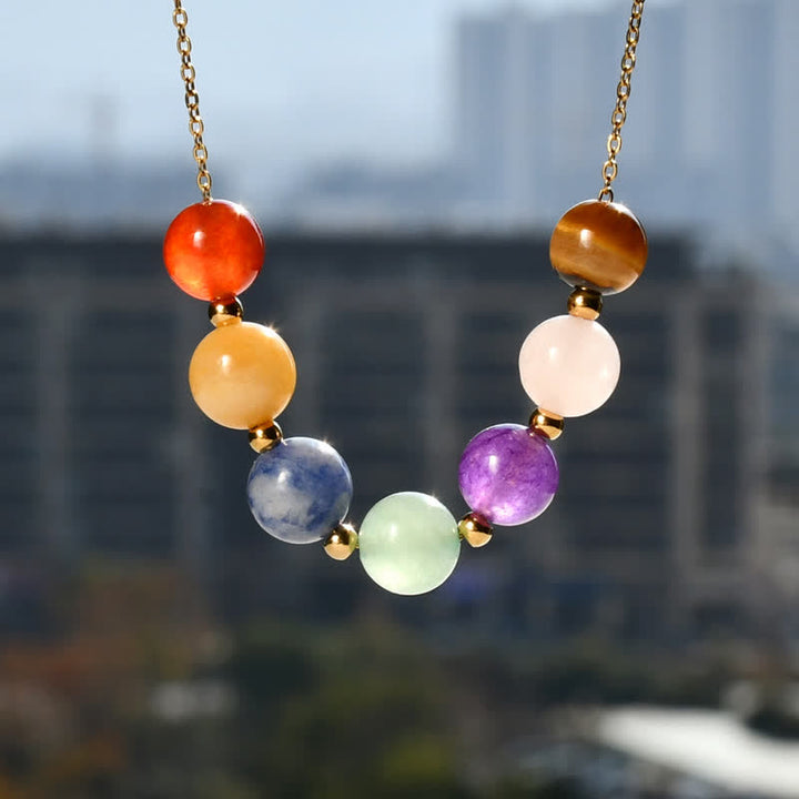 Collier de perles en pierre naturelle Olivenorma de 7 couleurs fabriqué à la main