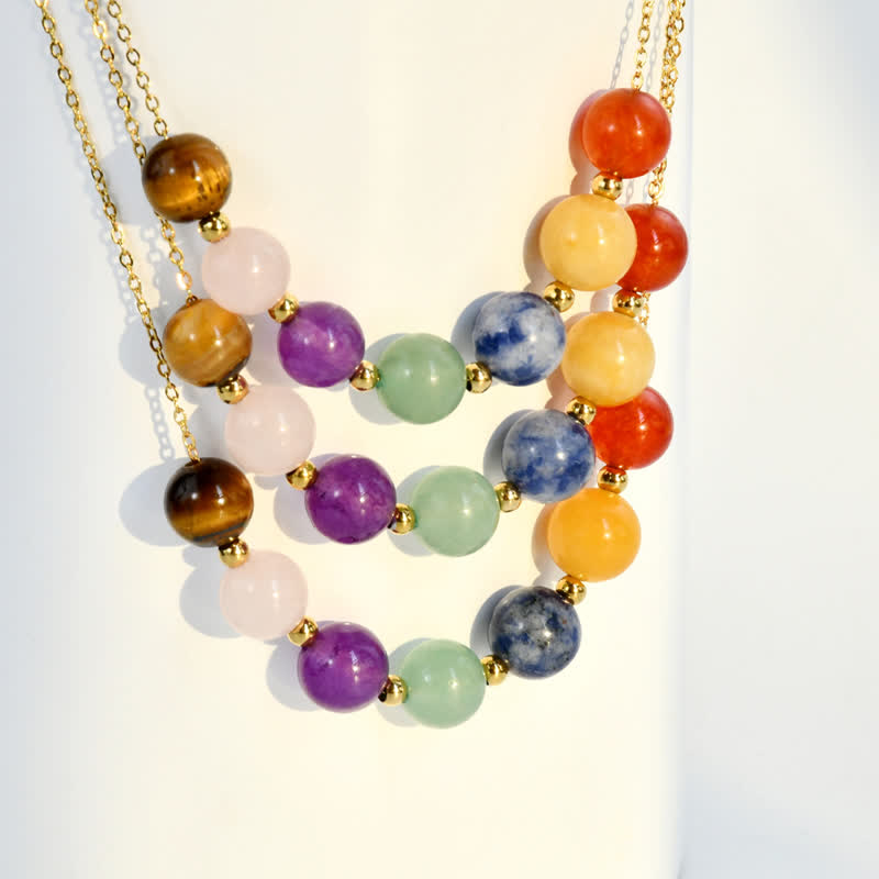 Collier de perles en pierre naturelle Olivenorma de 7 couleurs fabriqué à la main