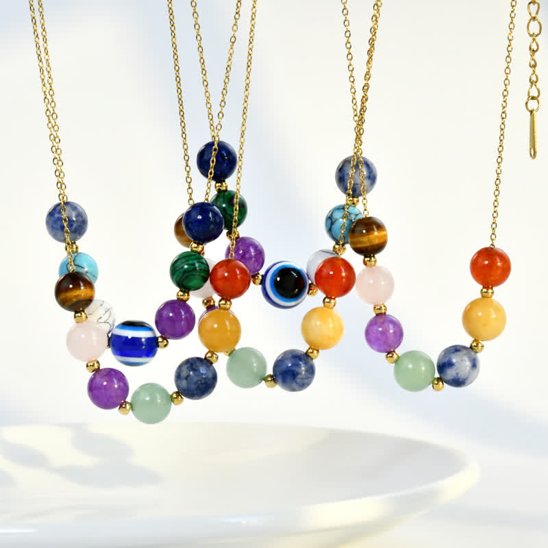 Collier de perles en pierre naturelle Olivenorma de 7 couleurs fabriqué à la main