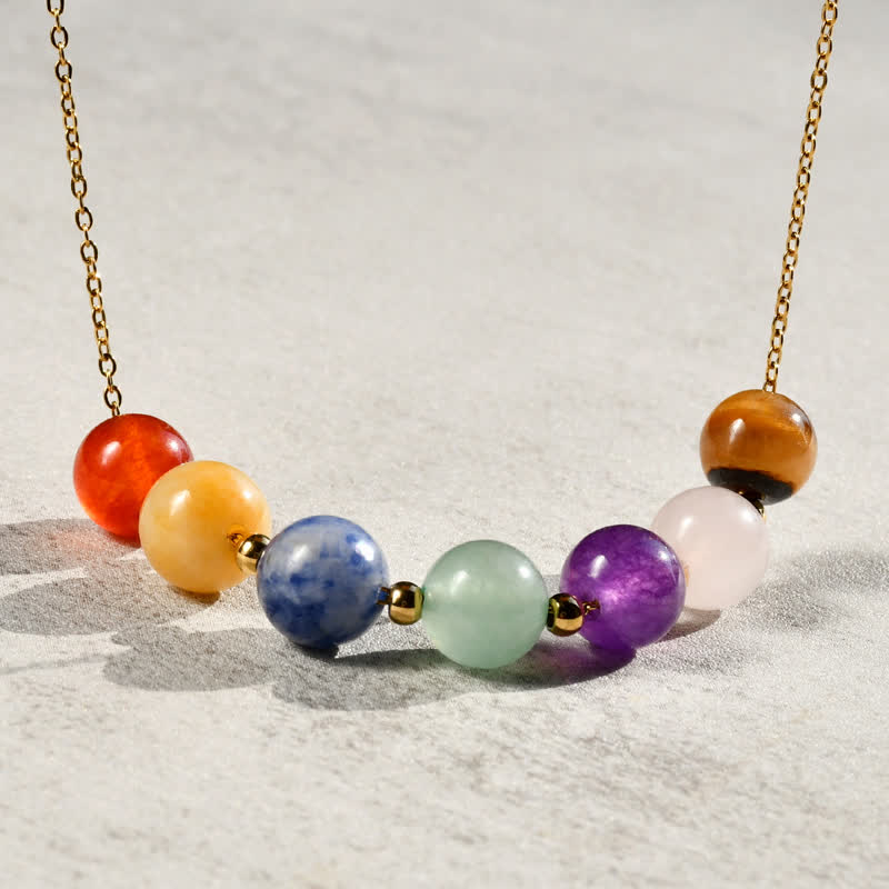 Collier de perles en pierre naturelle Olivenorma de 7 couleurs fabriqué à la main