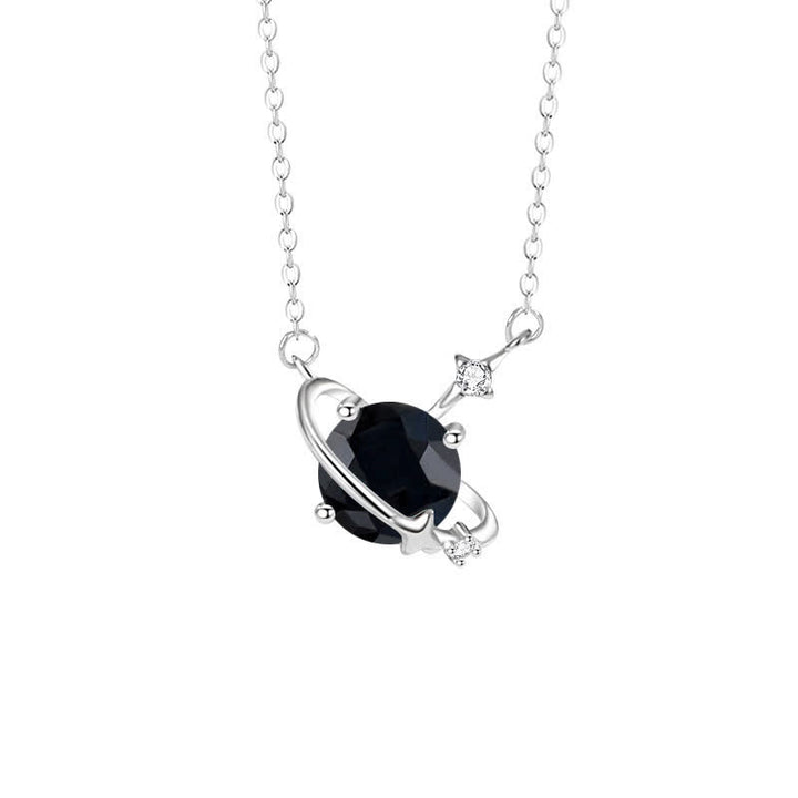 Collier en argent sterling avec pendentif planète en zircon coloré et pierre de naissance Olivenorma