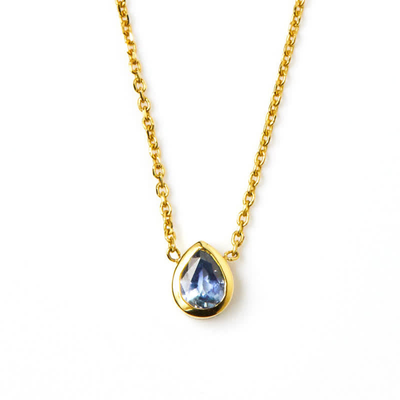 Collier pendentif goutte en argent avec pierre de naissance Olivenorma