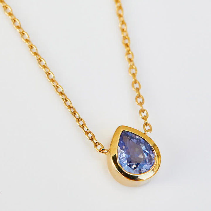 Collier pendentif goutte en argent avec pierre de naissance Olivenorma