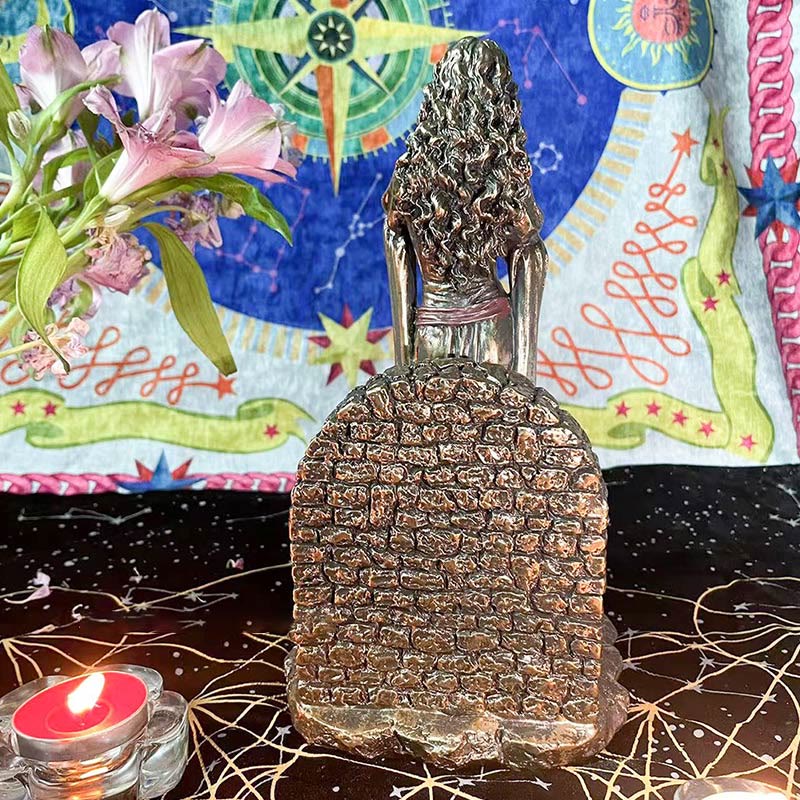Statue de la déesse Olivenorma BRIGID, porte-bougie, porte-boule de cristal