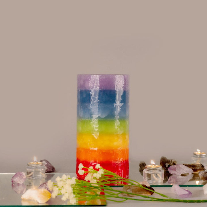 Bougie pilier ronde à étages Chakra non parfumée Olivenorma
