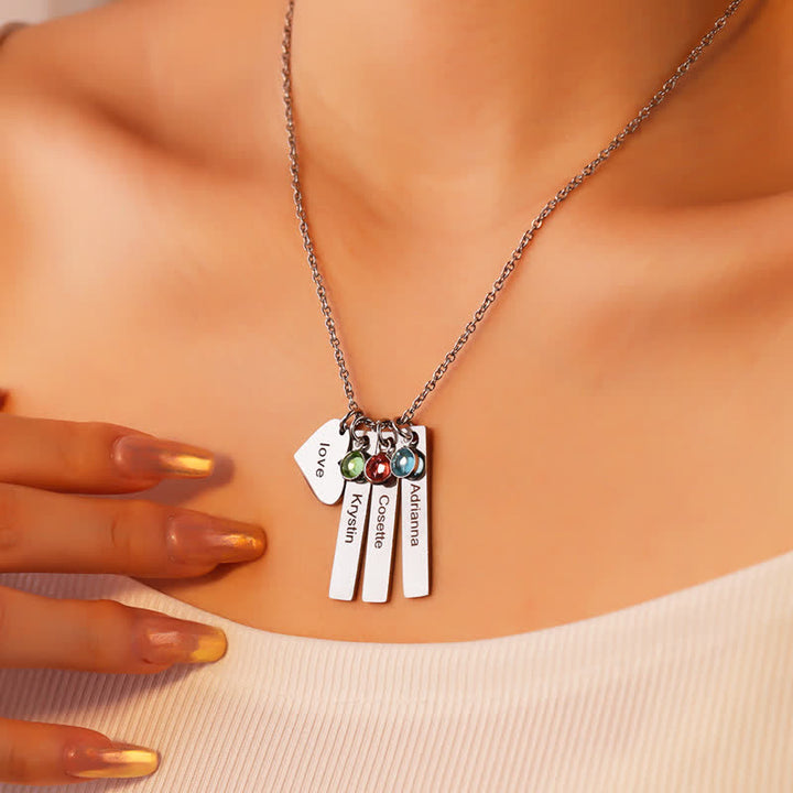 Collier pendentif carré en forme de cœur avec pierre de naissance en acier inoxydable Olivenorma