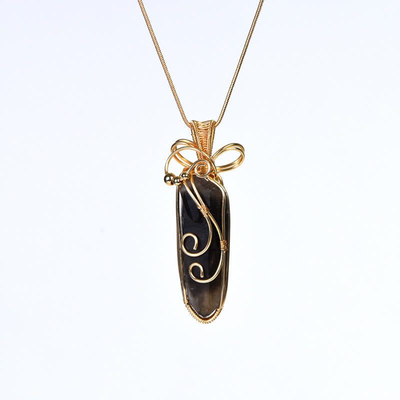 Collier pendentif longue colonne enroulé à la main en cristal naturel Olivenorma