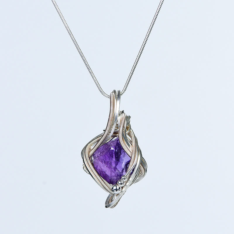 Collier pendentif en cristal naturel enveloppé « Générateur d'énergie » Olivenorma