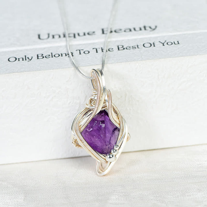 Collier pendentif en cristal naturel enveloppé « Générateur d'énergie » Olivenorma