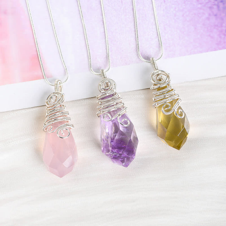 Collier en cristal à facettes naturelles Olivenorma