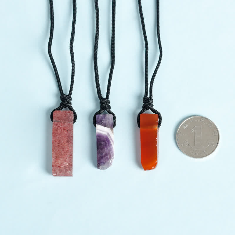 Collier avec pendentif en forme de colonne en cristal naturel Olivenorma