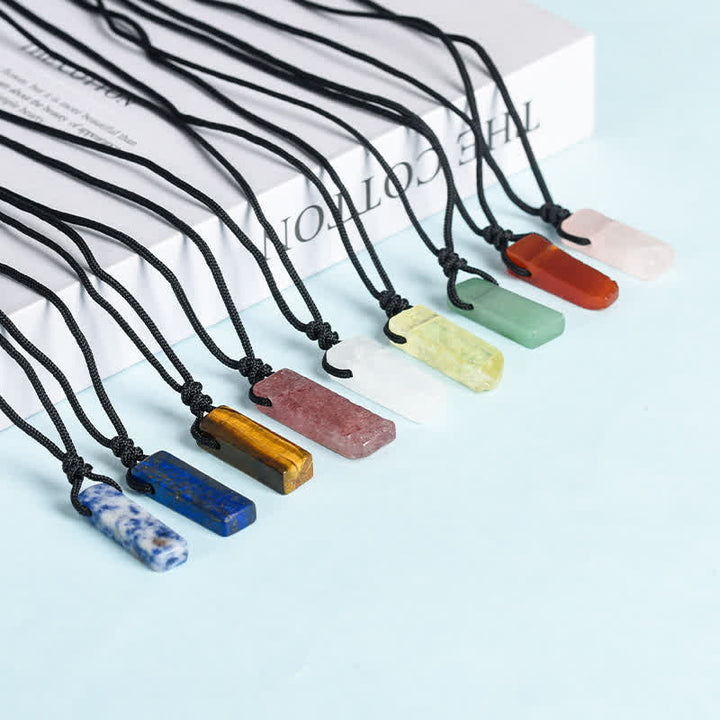 Collier avec pendentif en forme de colonne en cristal naturel Olivenorma