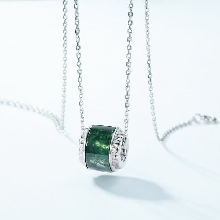 Collier pendentif en forme de rouleau en agate mousse naturelle Olivenorma