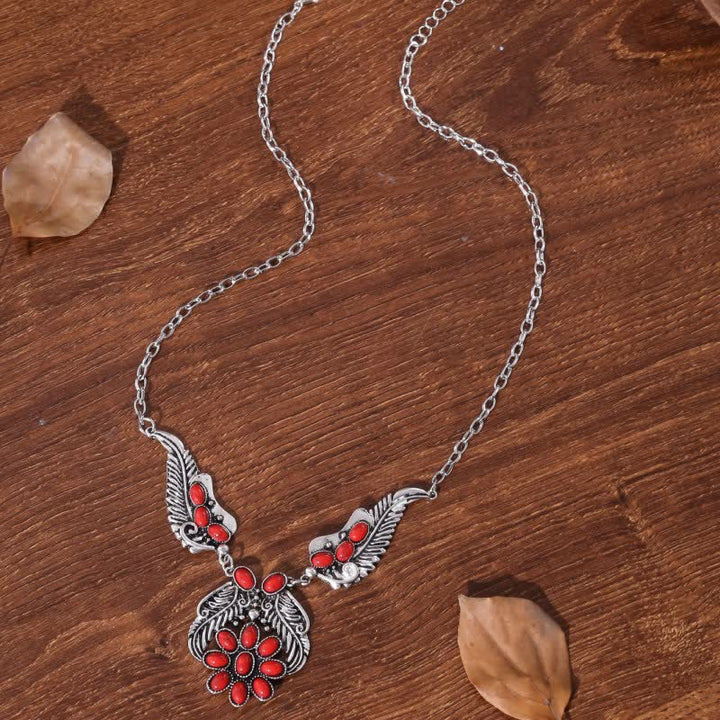 Collier Olivenorma de style ethnique rétro bohème avec turquoise sculpté