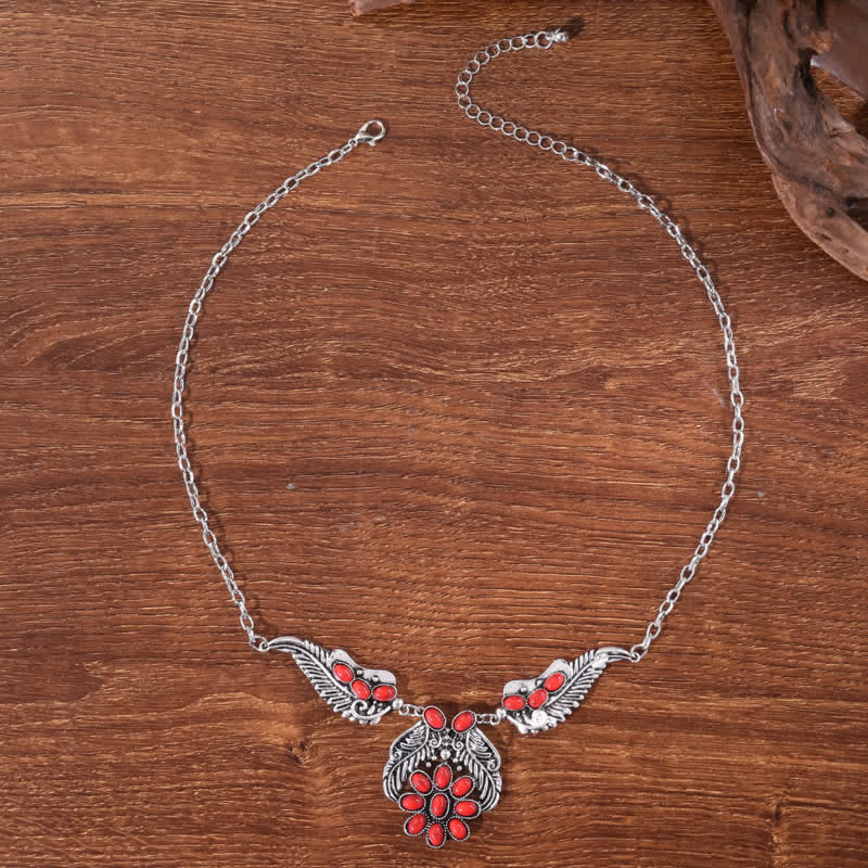 Collier Olivenorma de style ethnique rétro bohème avec turquoise sculpté