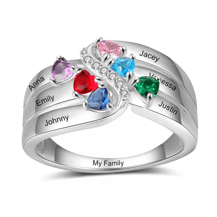 Bague avec nom personnalisé en argent sterling 925 avec pierre de naissance Olivenorma - image 2