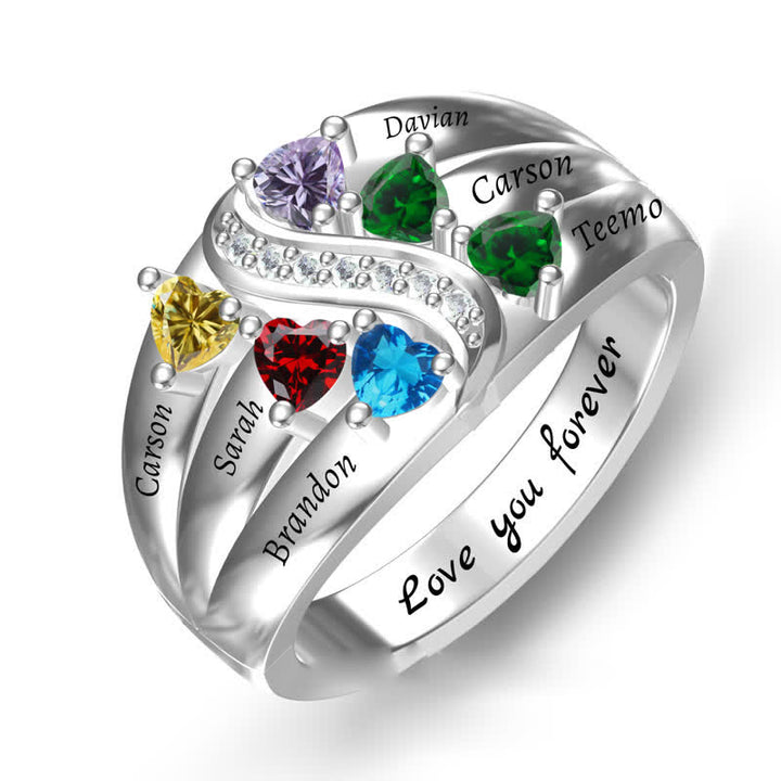 Bague avec nom personnalisé en argent sterling 925 avec pierre de naissance Olivenorma - 6 pierres de naissance - États-Unis 12 - image 0