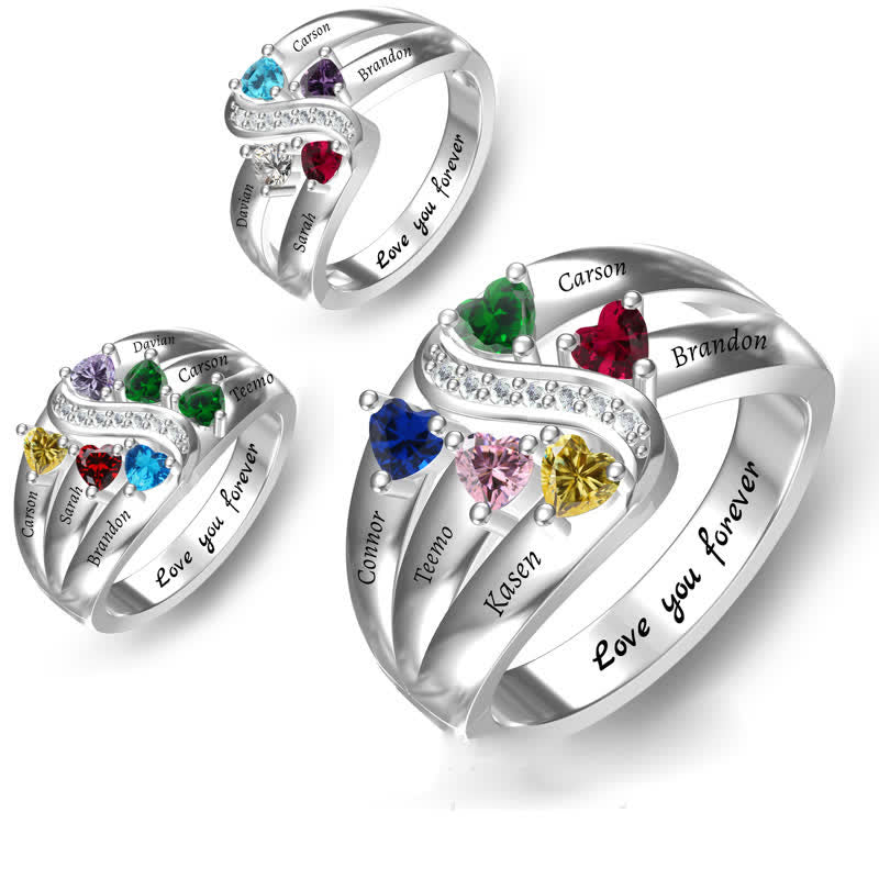 Bague avec nom personnalisé en argent sterling 925 avec pierre de naissance Olivenorma - image 5
