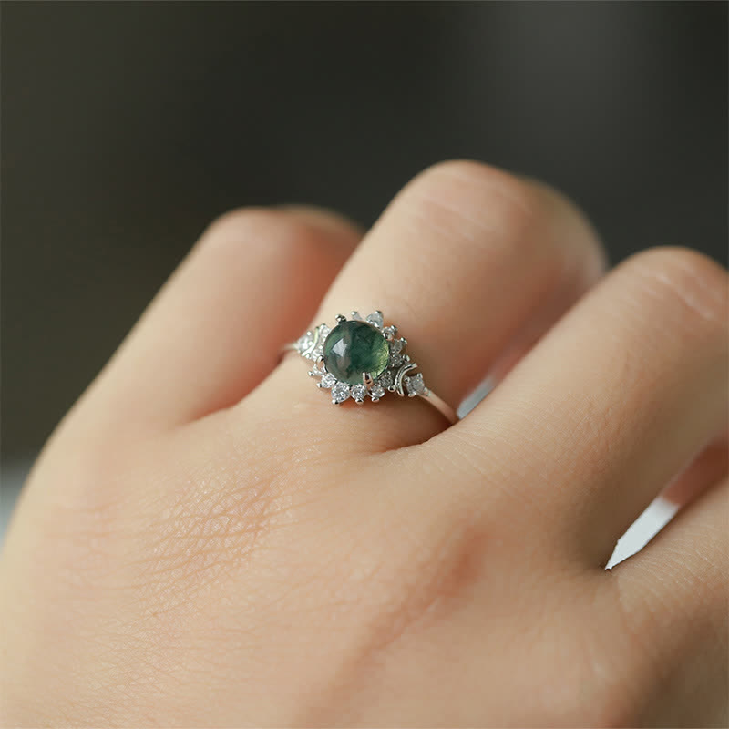 Bague Tournesol en Agate Mousse Naturelle Olivenorma