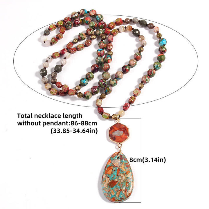 Collier pendentif goutte en pierre empereur multicolore naturelle Olivenorma
