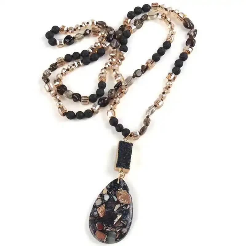 Collier pendentif goutte en cristal de perles de pierre empereur Olivenorma