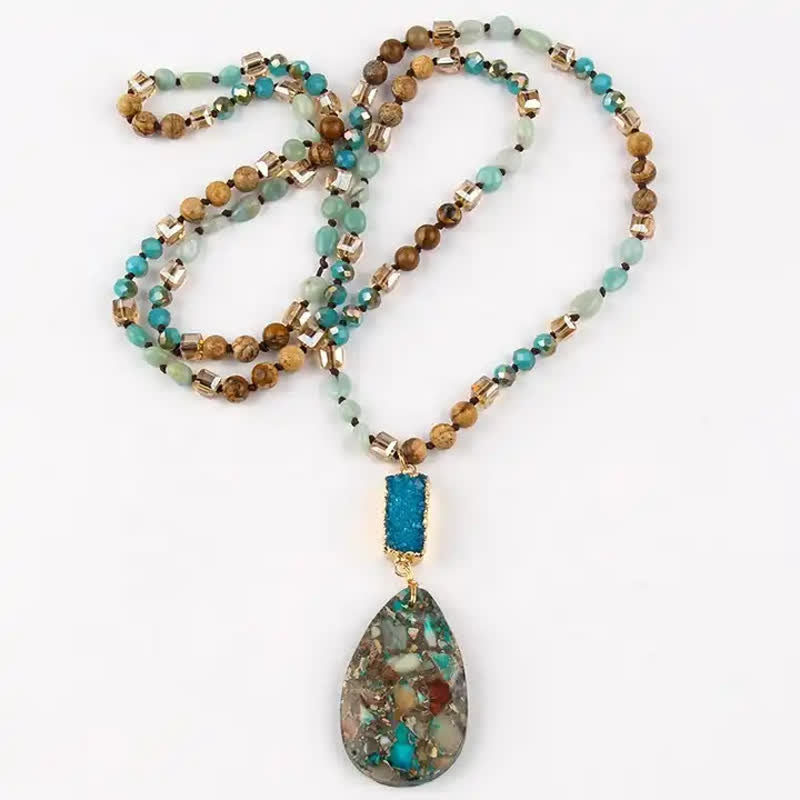 Collier pendentif goutte en cristal de perles de pierre empereur Olivenorma