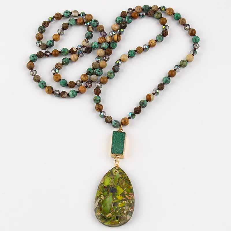 Collier pendentif goutte en cristal de perles de pierre empereur Olivenorma