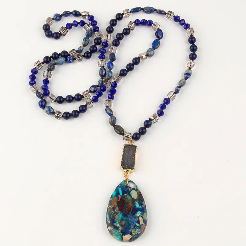 Collier pendentif goutte en cristal de perles de pierre empereur Olivenorma