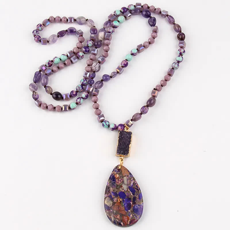 Collier pendentif goutte en cristal de perles de pierre empereur Olivenorma