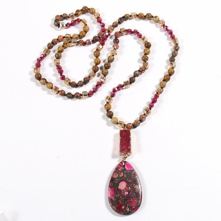 Collier pendentif goutte en cristal de perles de pierre empereur Olivenorma